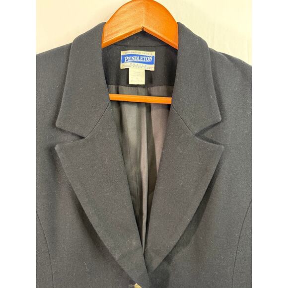 Pendleton Wool Blazer Size 4 Petite Black 100% Virgin Wool - Picture 2 of 8